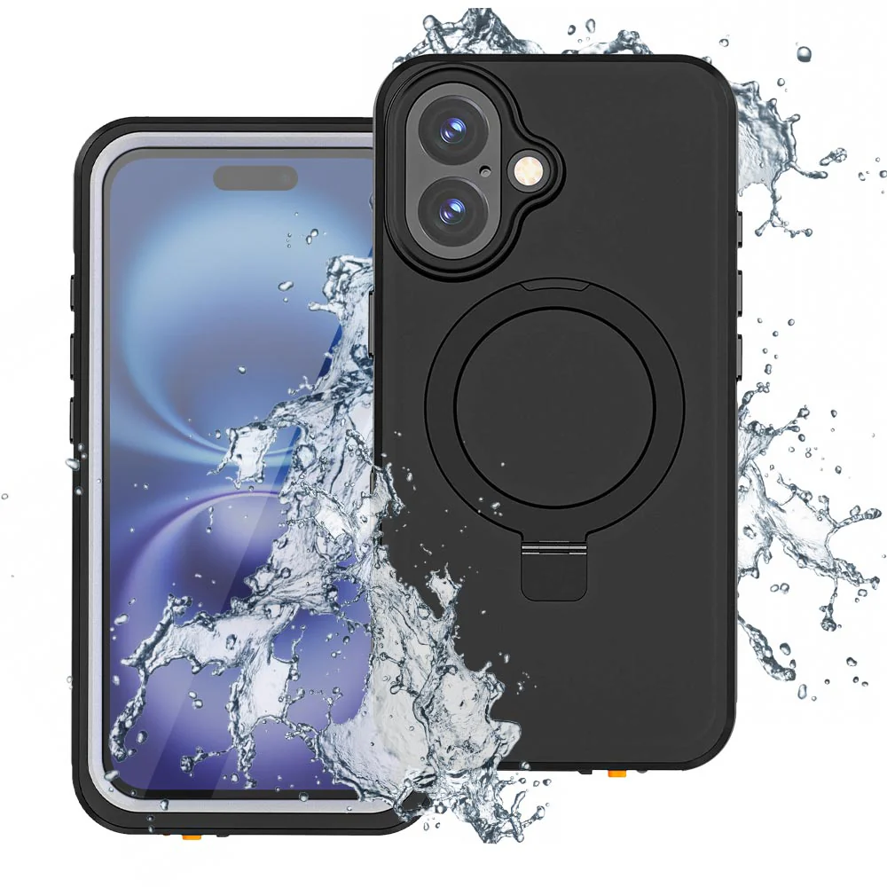 AMG-IPH-16PL | iPhone 16 Plus | IP68 waterproof iPhone case with kickstand