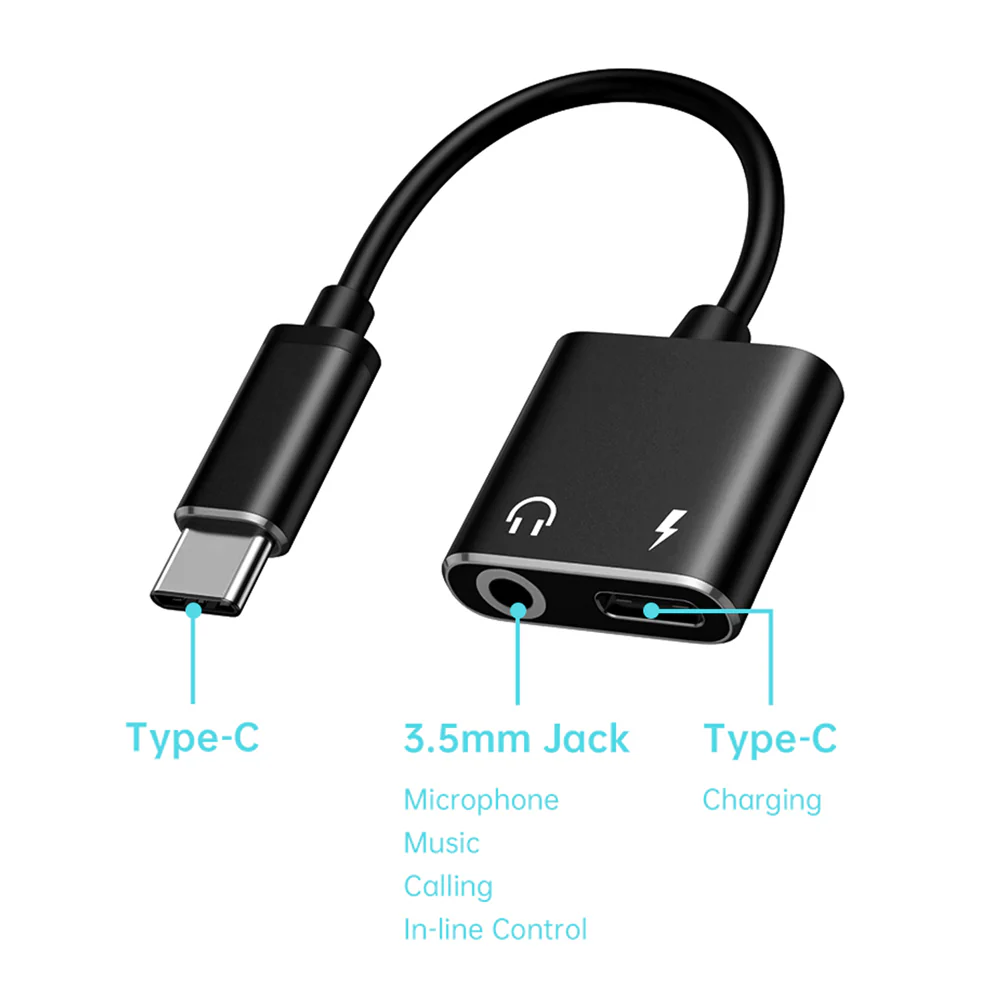 AND-AD11 | Type-C to 3.5mm Headphone and Charger Splitter Adapter For Phone - Image 3
