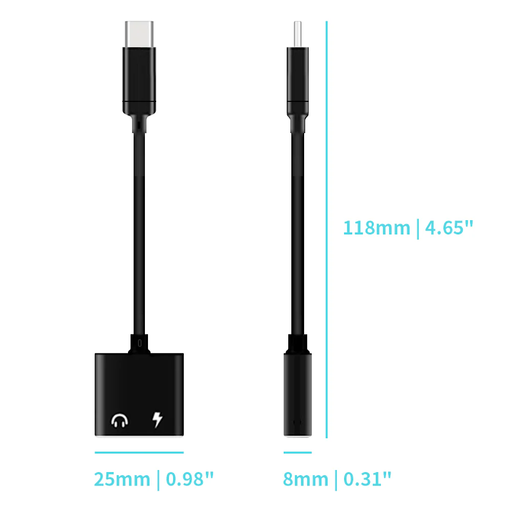 AND-AD11 | Type-C to 3.5mm Headphone and Charger Splitter Adapter For Phone - Image 4