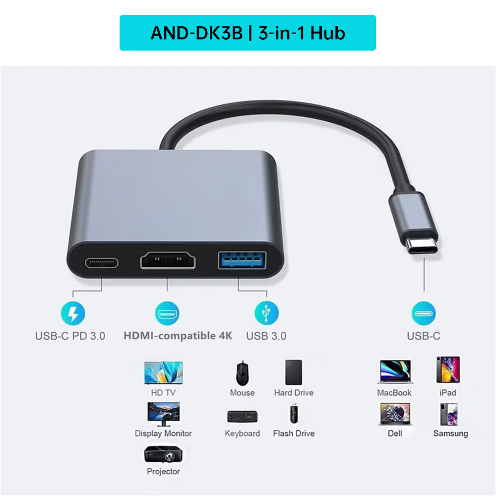 AND-DK3B | USB-C Hub | HDMI / TYPE-C / USB - Image 4