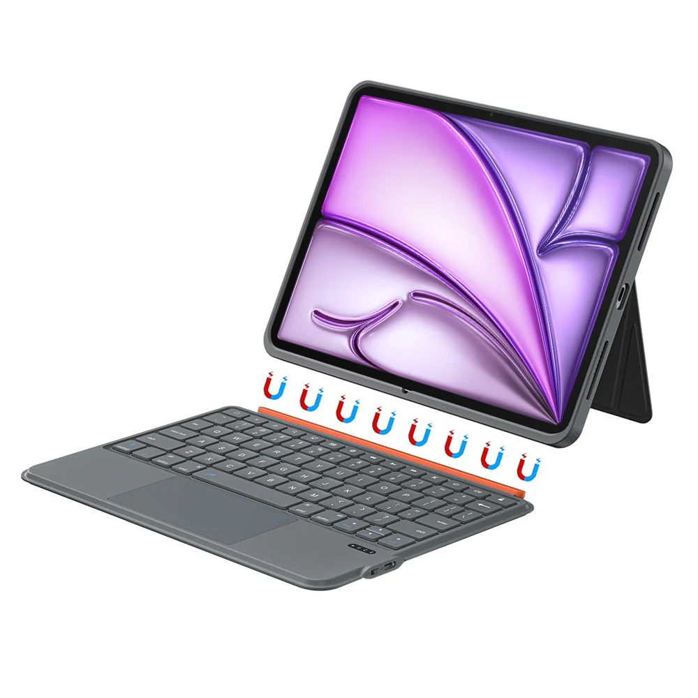BKV-iPad-A6 | iPad Air 13 (M2) / (M3) / (M4) | Magnetic Detachable Keyboard Case with Stand & Trackpad