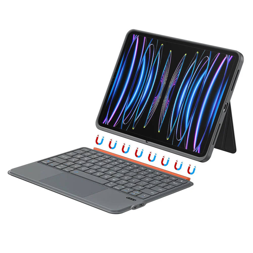 BKV-iPad-A6 | iPad Pro 12.9 ( 3rd / 4th / 5th / 6th Gen. ) 2018 / 2020 / 2021 / 2022 | Magnetic Detachable Keyboard Case with Stand & Trackpad
