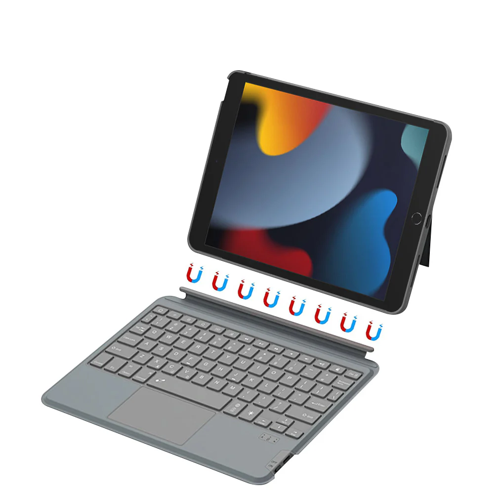BKV-iPad-N3 | iPad 10.2 (7th & 8th & 9th Gen.) 2019 / 2020 / 2021 | Magnetic Detachable Keyboard Case with Stand & Trackpad