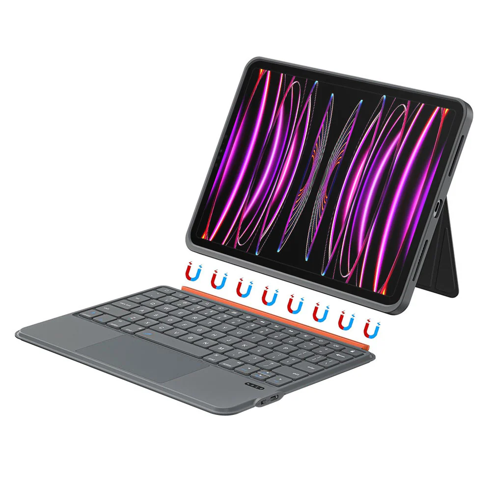BKV-iPad-PR6 | iPad Pro 11 ( 1st / 2nd / 3rd / 4th Gen. ) 2018 / 2020 / 2021 / 2022 | Magnetic Detachable Keyboard Case with Stand & Trackpad