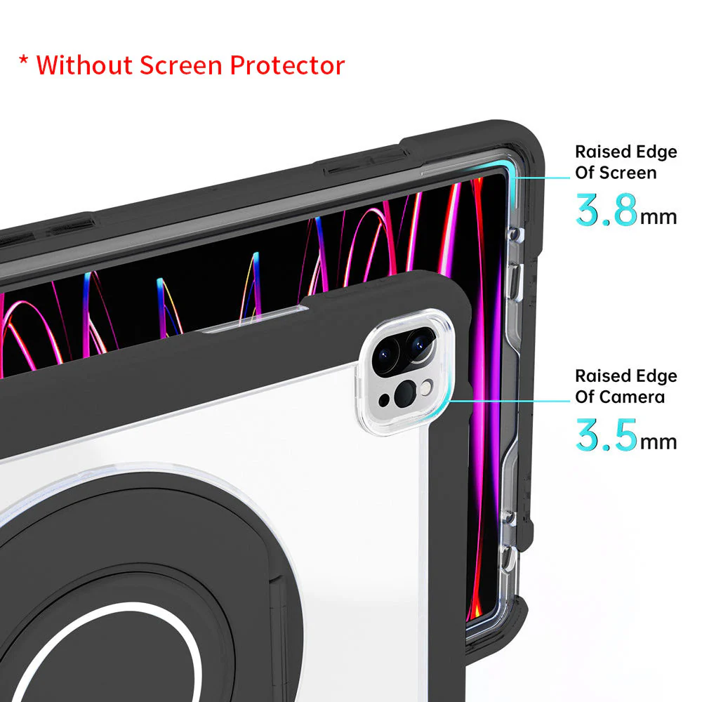 BON-iPad-A6PN | iPad Pro 12.9 ( 3rd / 4th / 5th / 6th Gen. ) 2018 / 2020 / 2021 / 2022 | Rugged case with kick-stand & folding grip & pencil holder - Image 3