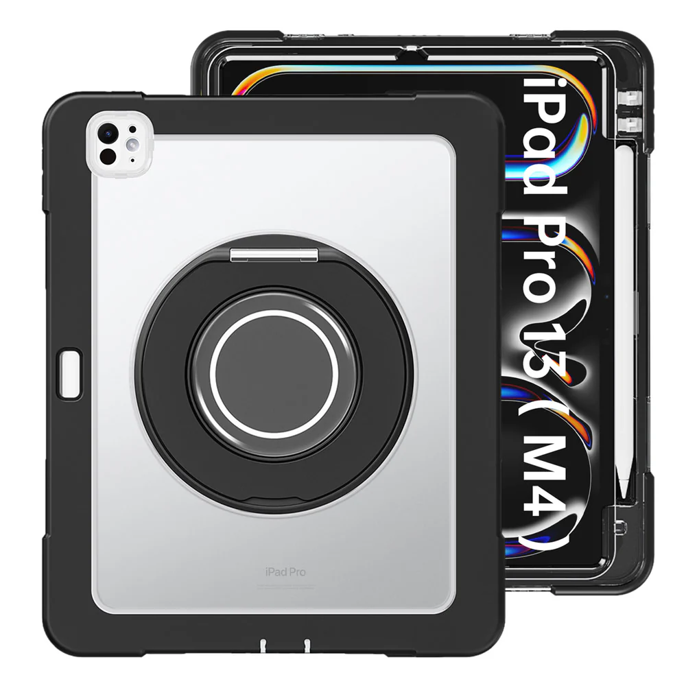 BON-iPad-PR10PN | iPad Pro 13 (M4) / (M5) | Rugged case with kick-stand & folding grip & pencil holder