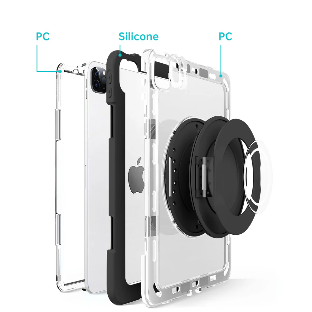 BON-iPad-PR11PN | iPad Pro 11 (M4) / (M5) | Rugged case with kick-stand & folding grip & pencil holder - Image 2