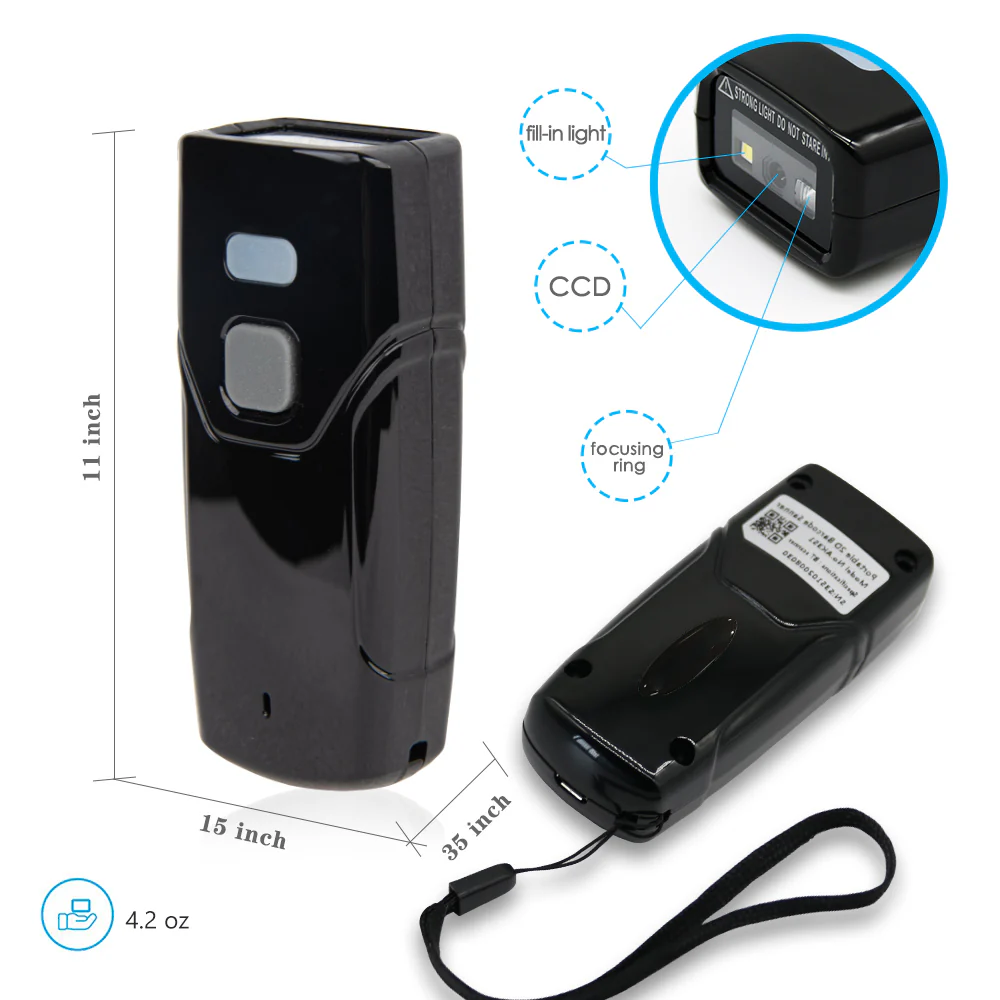 BRS-BT02 | Mini bluetooth wireless handheld barcode scanner | 1D 2D - Image 3