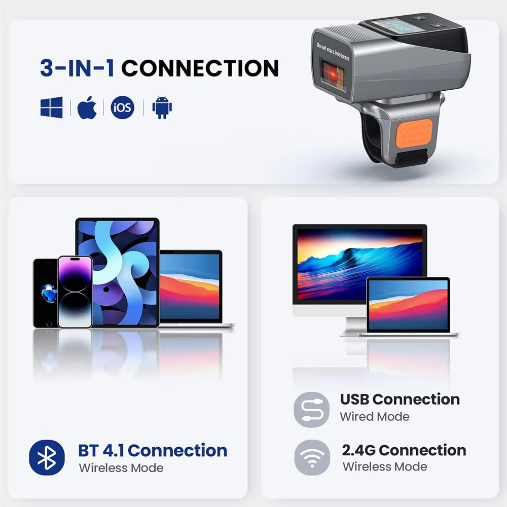 BRS-BT03 | Bluetooth Ring Barcode Scanner | 1D 2D QR Code - Image 4