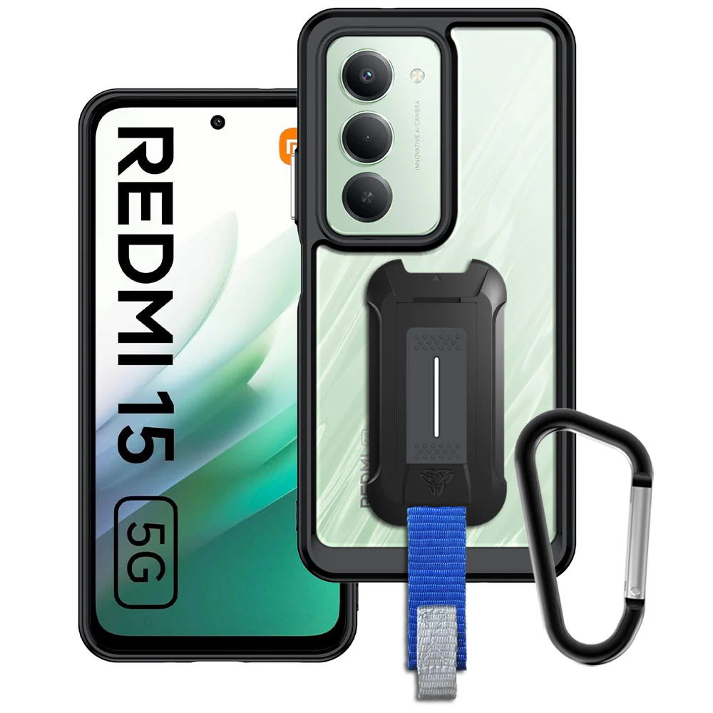 BX3-Mi25-RM155G | Xiaomi Redmi 15 5G (Global Version) | Shockproof Rugged case w/ KEY Mount & Carabiner