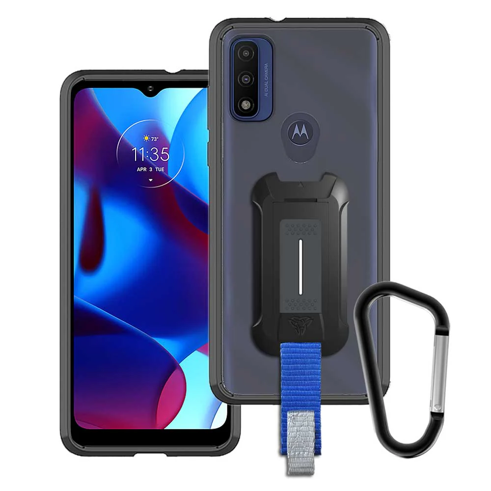 BX3-MT21-GPR | Motorola Moto G Pure Case | Mountable Shockproof Rugged Case for Outdoors w/ Carabiner