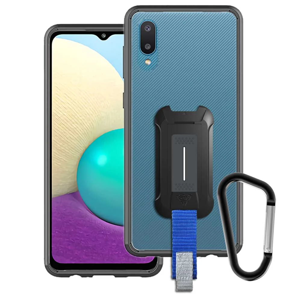 BX3-SS21-A02 | Samsung Galaxy A02 / M02 Case | Mountable Shockproof Rugged Case for Outdoors w/ Carabiner