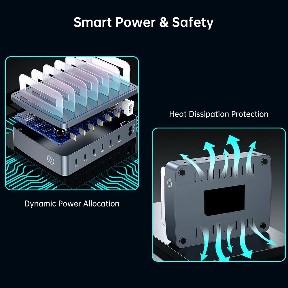 CHR-H883 | 6-Port Intelligent Multi Charging Station 100W Output - Image 3