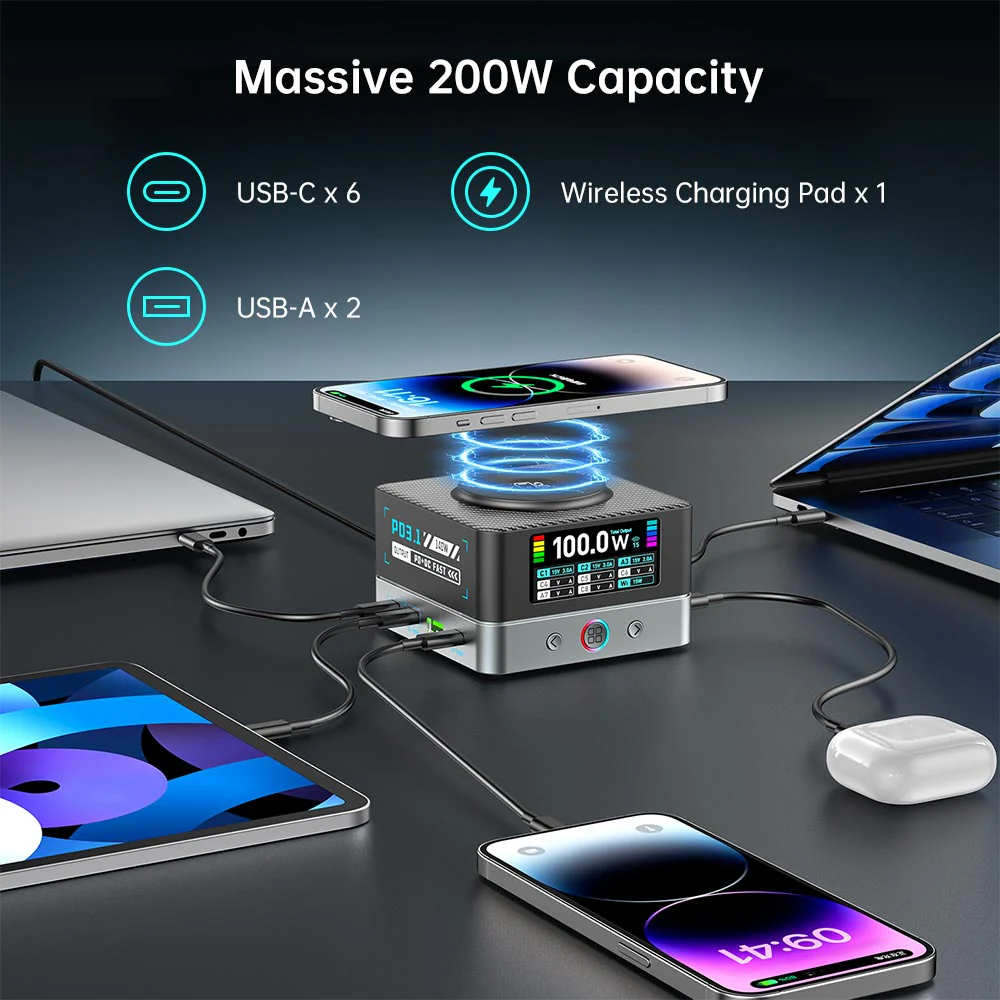 CHR-R8A | 9-Port Intelligent Multi Charging Station 200W Output - Image 2