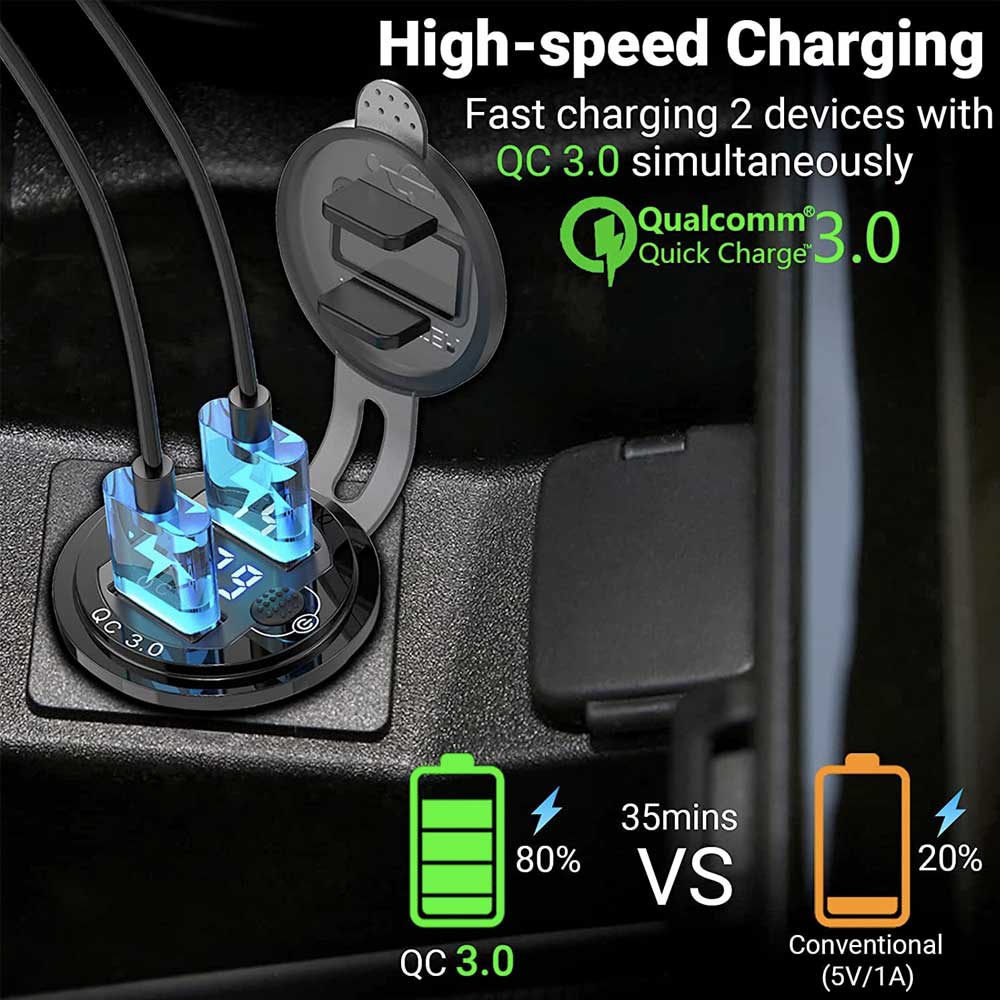 CHR-VC2 | Smart Car Charger with Display Power Button - Image 3