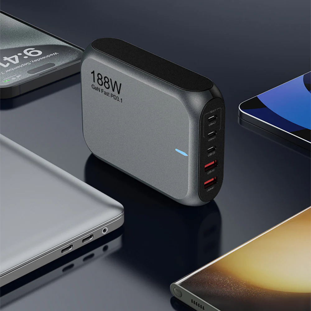 CHR-WLG1 | 188W PD3.1 USB GaN 5-Port Wall Power Charger Fast Charger - Image 3