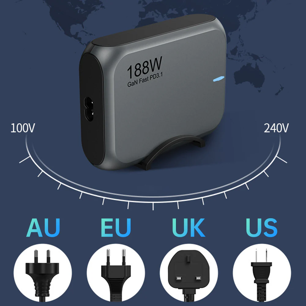 CHR-WLG1 | 188W PD3.1 USB GaN 5-Port Wall Power Charger Fast Charger - Image 4