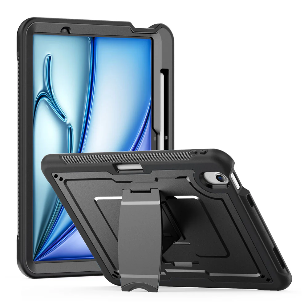CLN-iPad-A5 | iPad Air 11 (M2) / (M3) / (M4) | Dual layers shockproof rugged case with kick-stand & Pen Holder