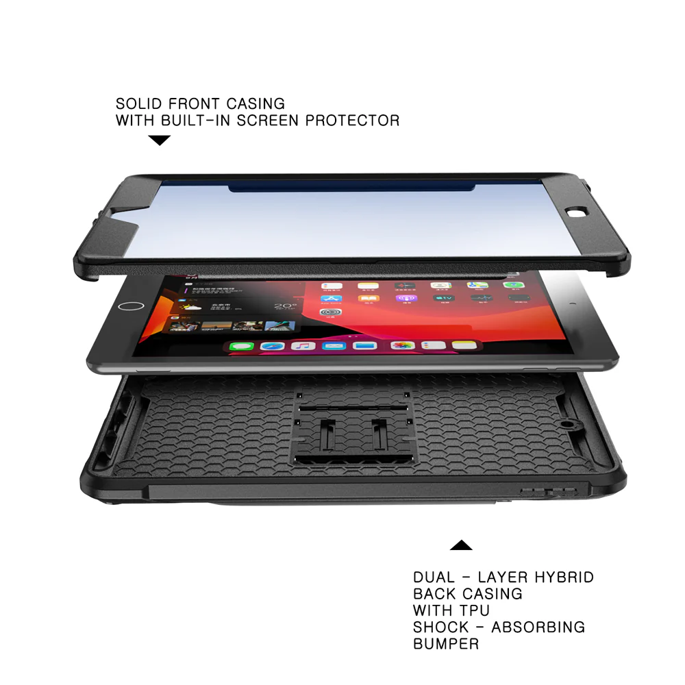 CLN-iPad-N3 | iPad 10.2 (7th & 8th Gen.) 2019 / 2020 | Dual layers shockproof rugged case with kick-stand & Pen Holder - Image 5
