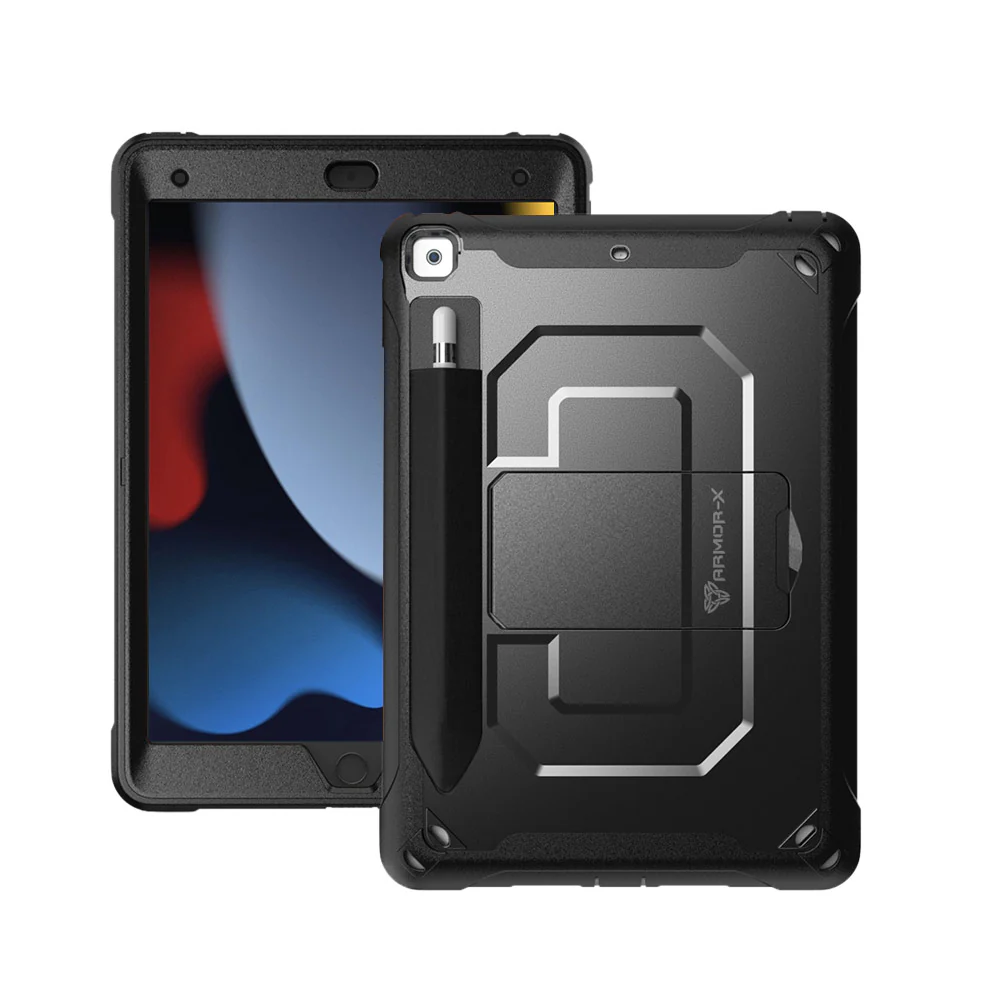 CLN-iPad-N4 | iPad 10.2 (9th Gen.) 2021 | Dual layers shockproof rugged case with kick-stand &  Pen Holder - Image 4
