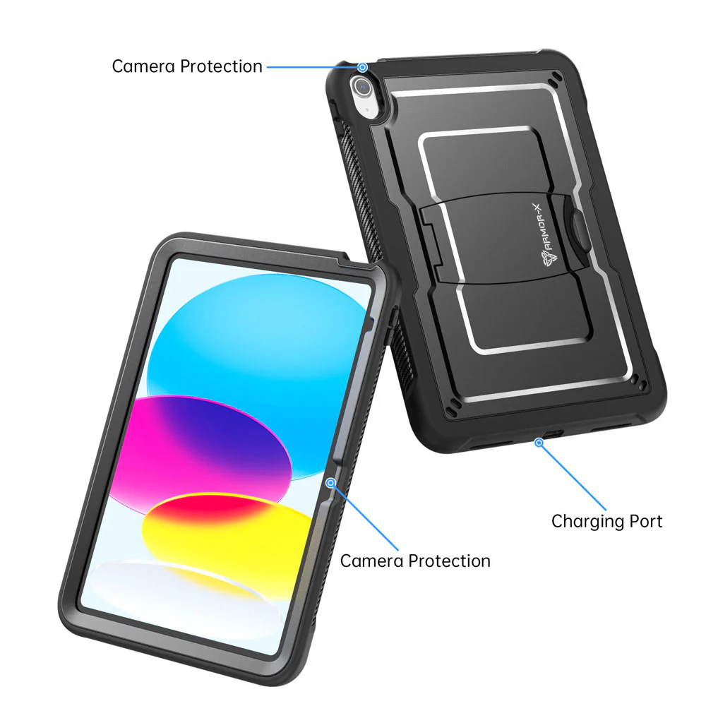 CLN-iPad-N5 | iPad 10.9 (10th Gen.) | Dual layers shockproof rugged case with kick-stand - Image 3