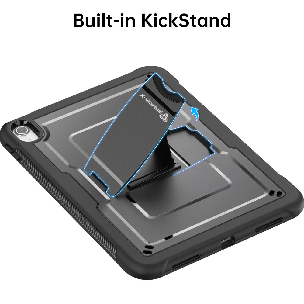 CLN-iPad-N5 | iPad 10.9 (10th Gen.) | Dual layers shockproof rugged case with kick-stand - Image 4