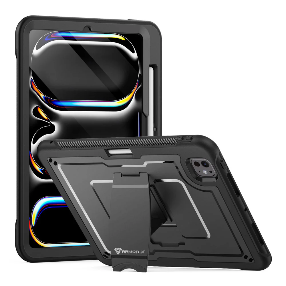 CLN-iPad-PR11 | iPad Pro 11 (M4) / (M5) | Dual layers shockproof rugged case with kick-stand & Pen Holder