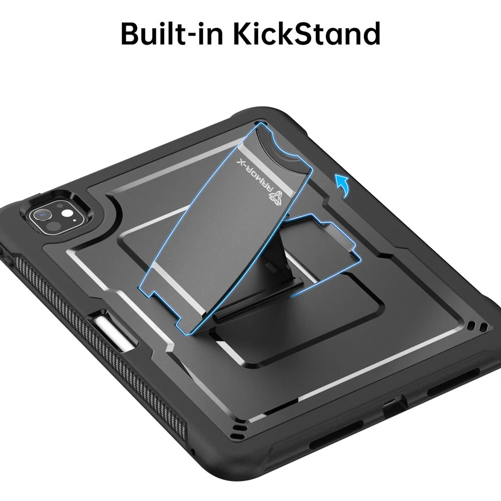 CLN-iPad-PR11 | iPad Pro 11 (M4) / (M5) | Dual layers shockproof rugged case with kick-stand & Pen Holder - Image 4