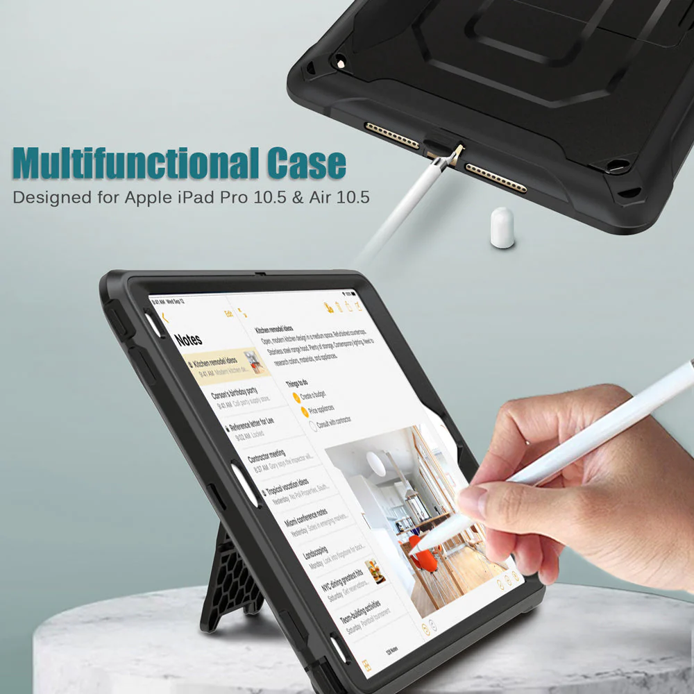 CLN-iPad-PR3 | iPad air (3rd Gen.) 2019 | Dual layers shockproof rugged case with kick-stand &  Pen Holder - Image 5