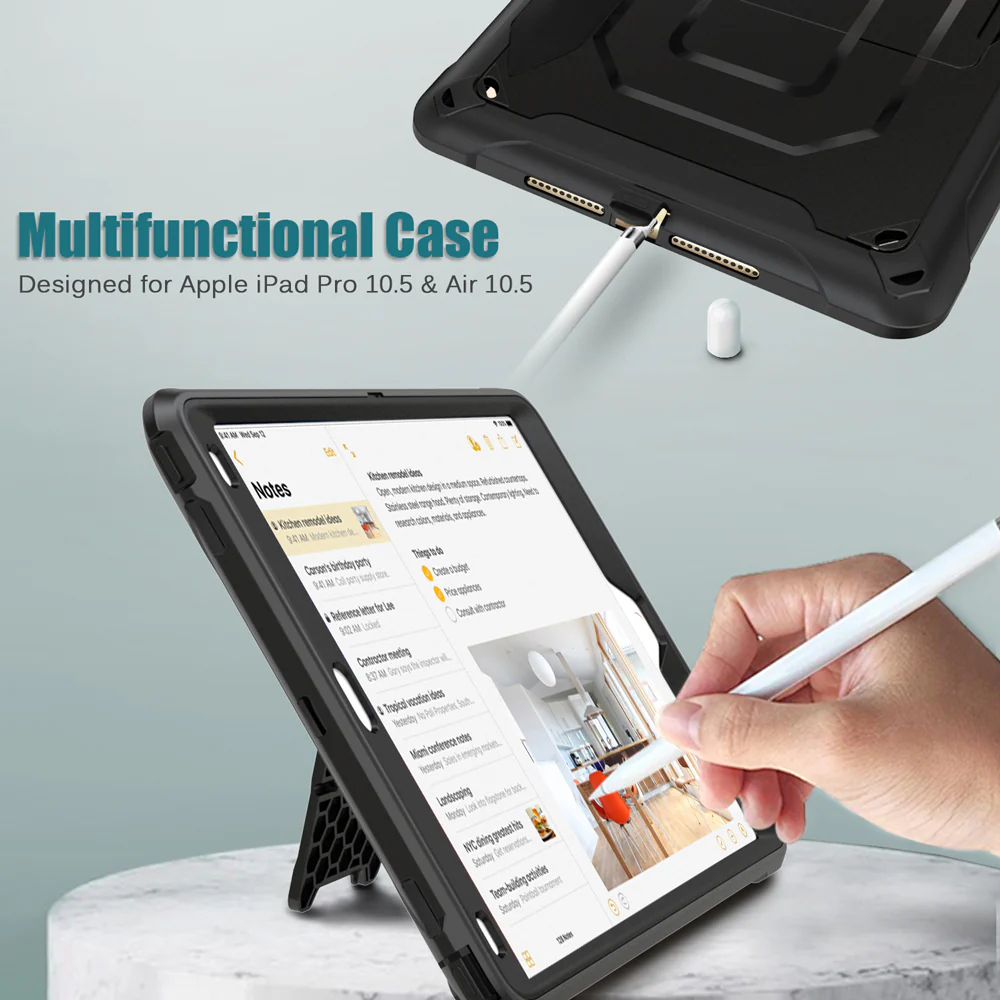 CLN-iPad-PR3 | iPad Pro 10.5 2017 | Dual layers shockproof rugged case with kick-stand &  Pen Holder - Image 5