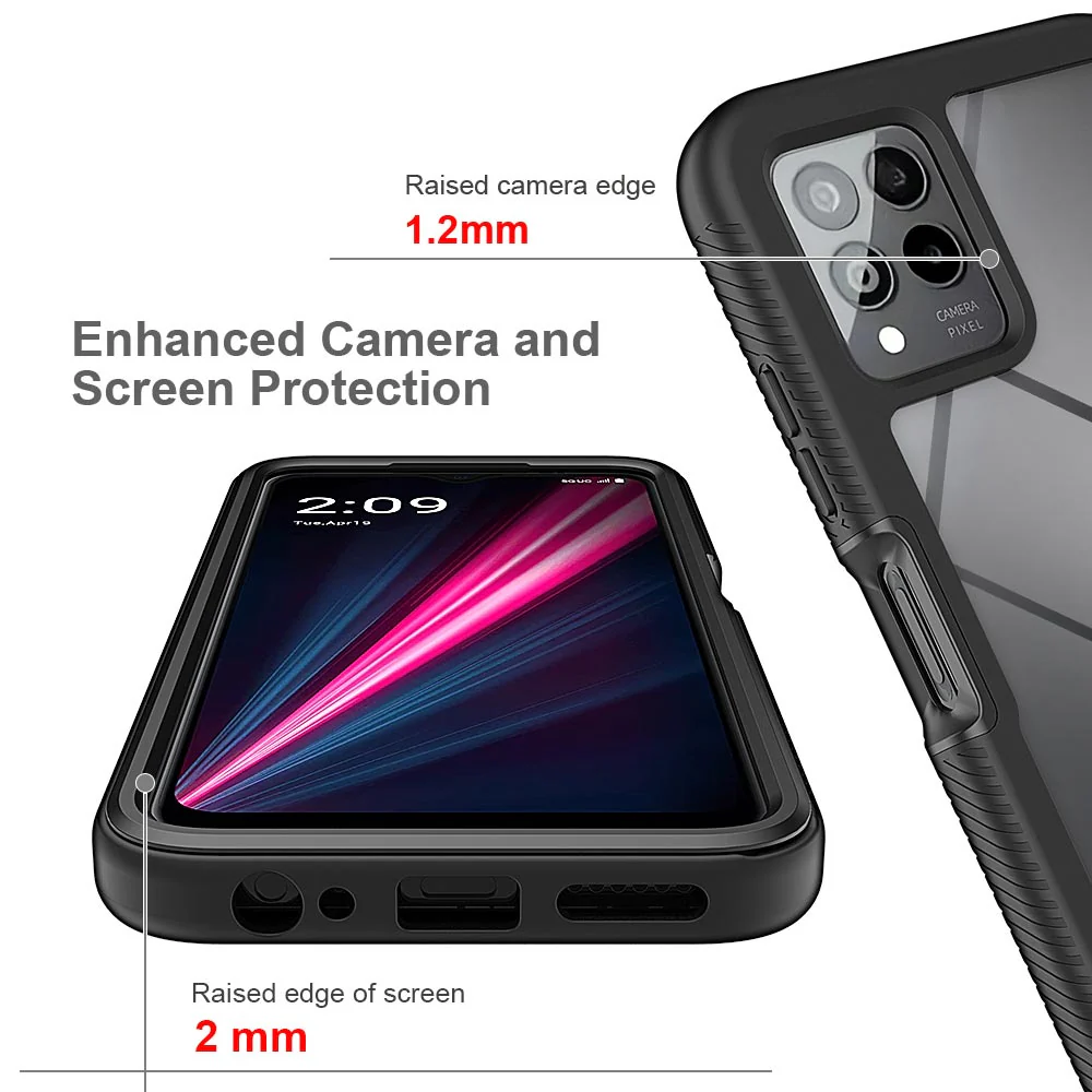 HX-TMO22-6PRO | T-Mobile REVVL 6 Pro Case | Protection Military Grade w/ KEY Mount & Carabiner -Black - Image 3