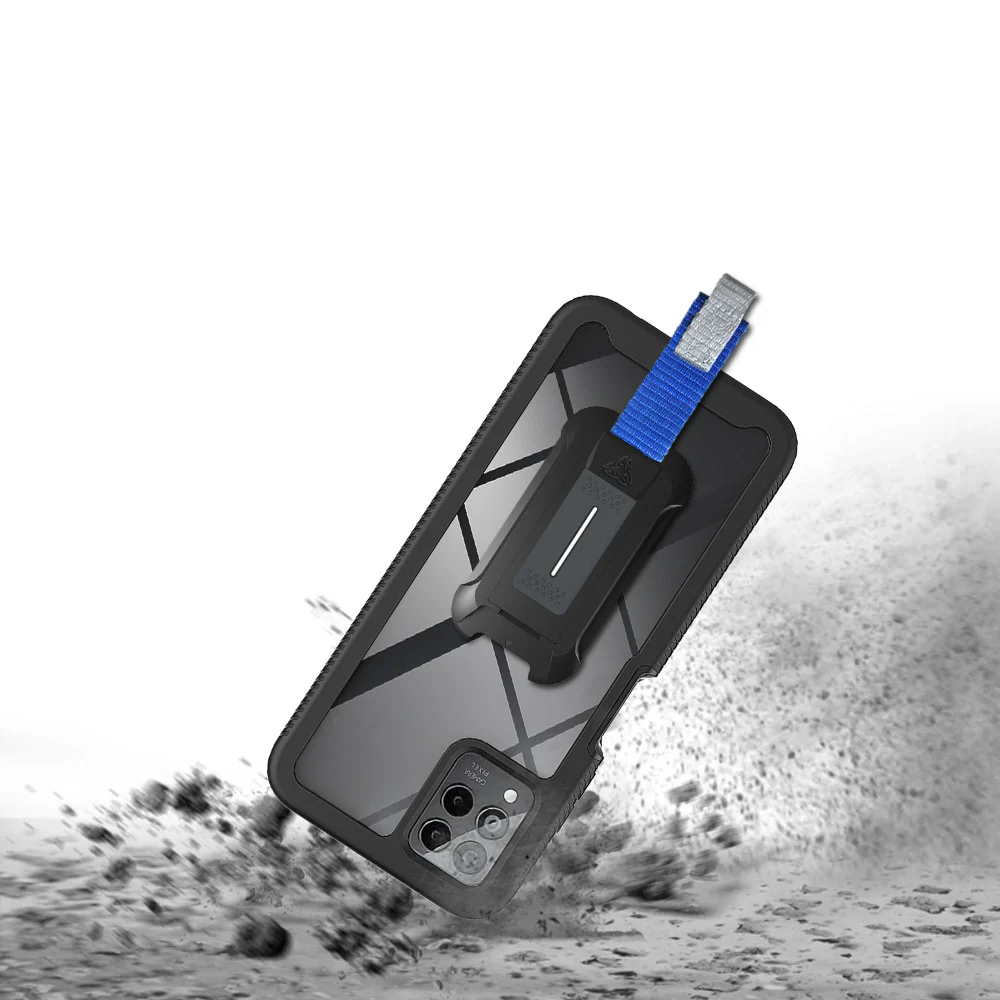 HX-TMO22-6PRO | T-Mobile REVVL 6 Pro Case | Protection Military Grade w/ KEY Mount & Carabiner -Black - Image 5