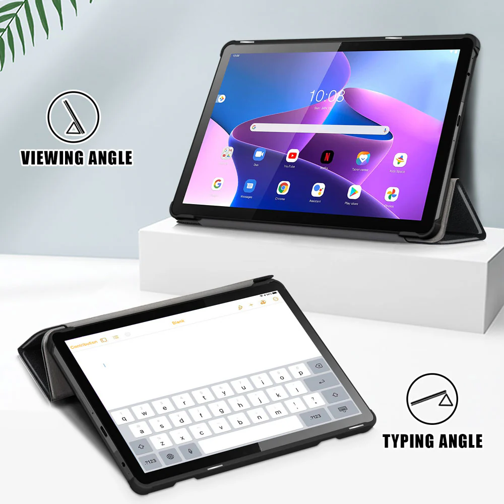 CVR-LN-M10-V3 | Lenovo Tab M10 ( Gen3 ) TB328 | Smart Folio Case with Tri-Fold Stand & PU Leather Cover - Image 2