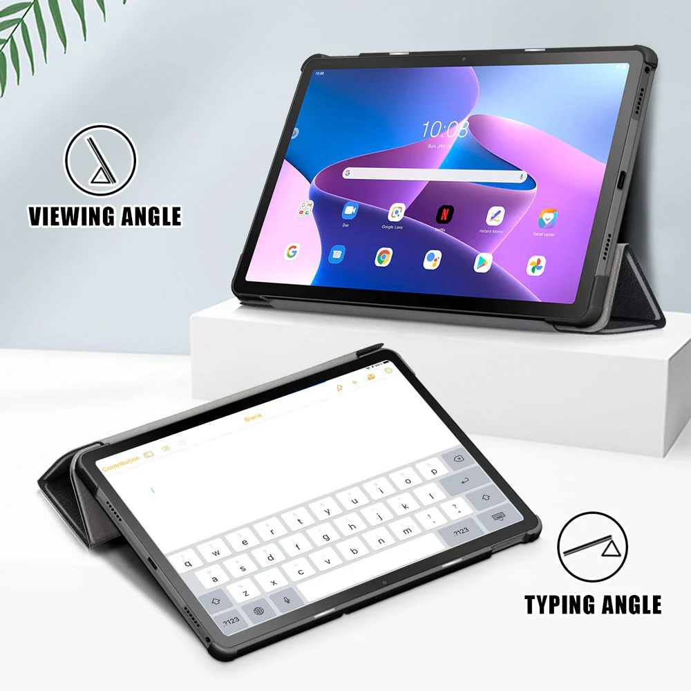 CVR-LN-M10P3 | Lenovo Tab M10 Plus ( Gen3 ) TB125 / TB128 | Smart Folio Case with Tri-Fold Stand & PU Leather Cover - Image 3