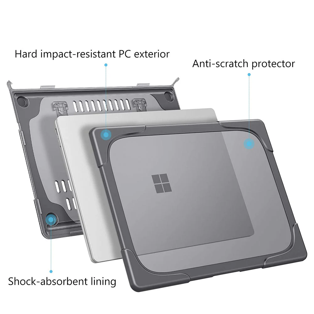 CVR-MS-LTGO12 | Surface Laptop Go / Laptop Go 2 / Laptop Go 3 | 12.4" 1943 / 2013 | Heavy Duty Slim Hard Shell Dual Layer Protective Cover - Image 2