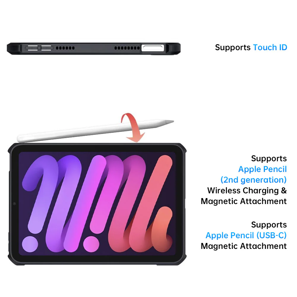 DAN-iPad-M6 | iPad mini 6 | Ultra Slim 4 Corner Anti-Impact Tablet Case With X-DOCK Modular Eco-System Supports Apple Pencil 2 Wireless Charging - Image 9