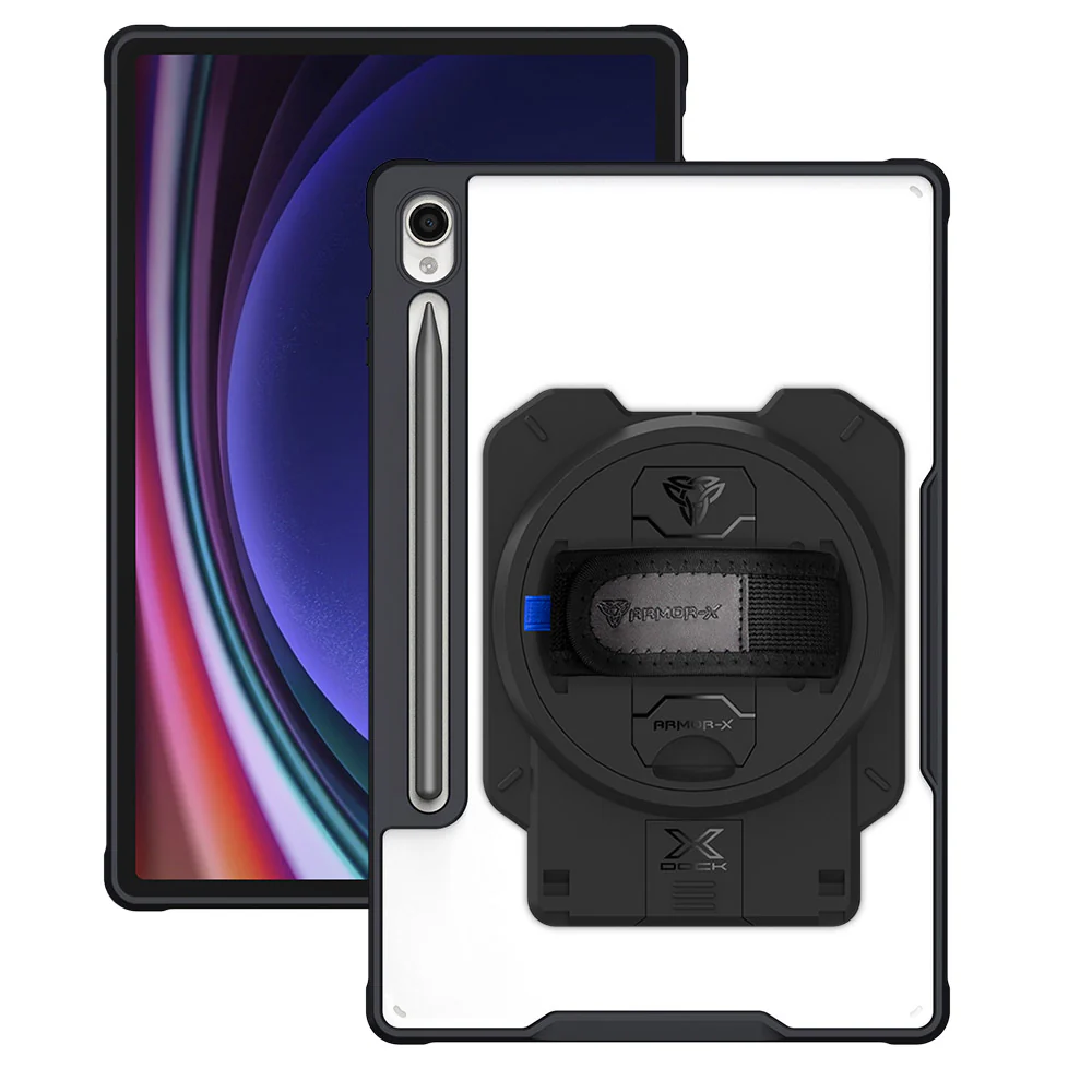 DAN-SS-X710 | Samsung Galaxy Tab S9 SM-X710 / X716 / X718 | Ultra Slim 4 Corner Anti-Impact Tablet Case With X-DOCK Modular Eco-System