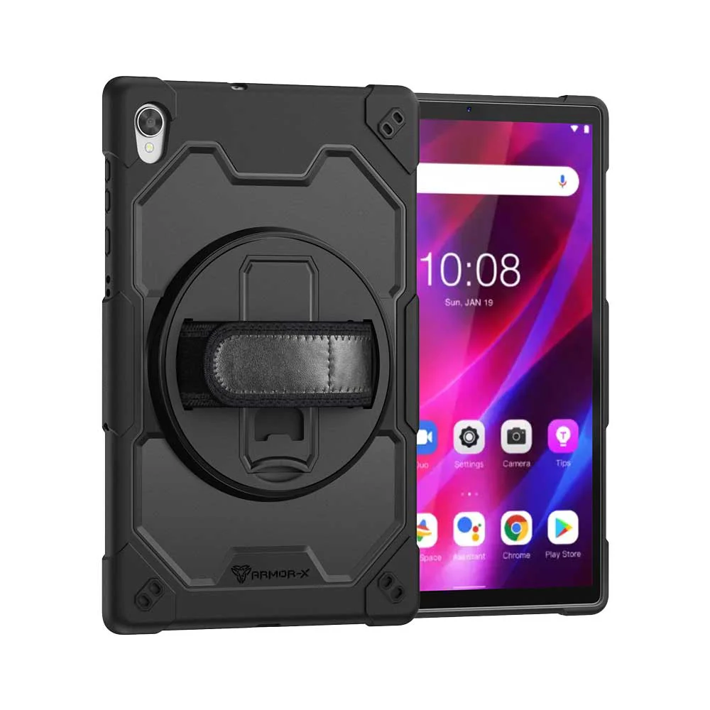 DEN-LN-K10 | Lenovo Tab K10 ( TB-X6C6F/X/L TB-X6C6NBF/X/L ) | 2 Layer Shockproof Case With Hand Strap & Kick-stand - Image 3