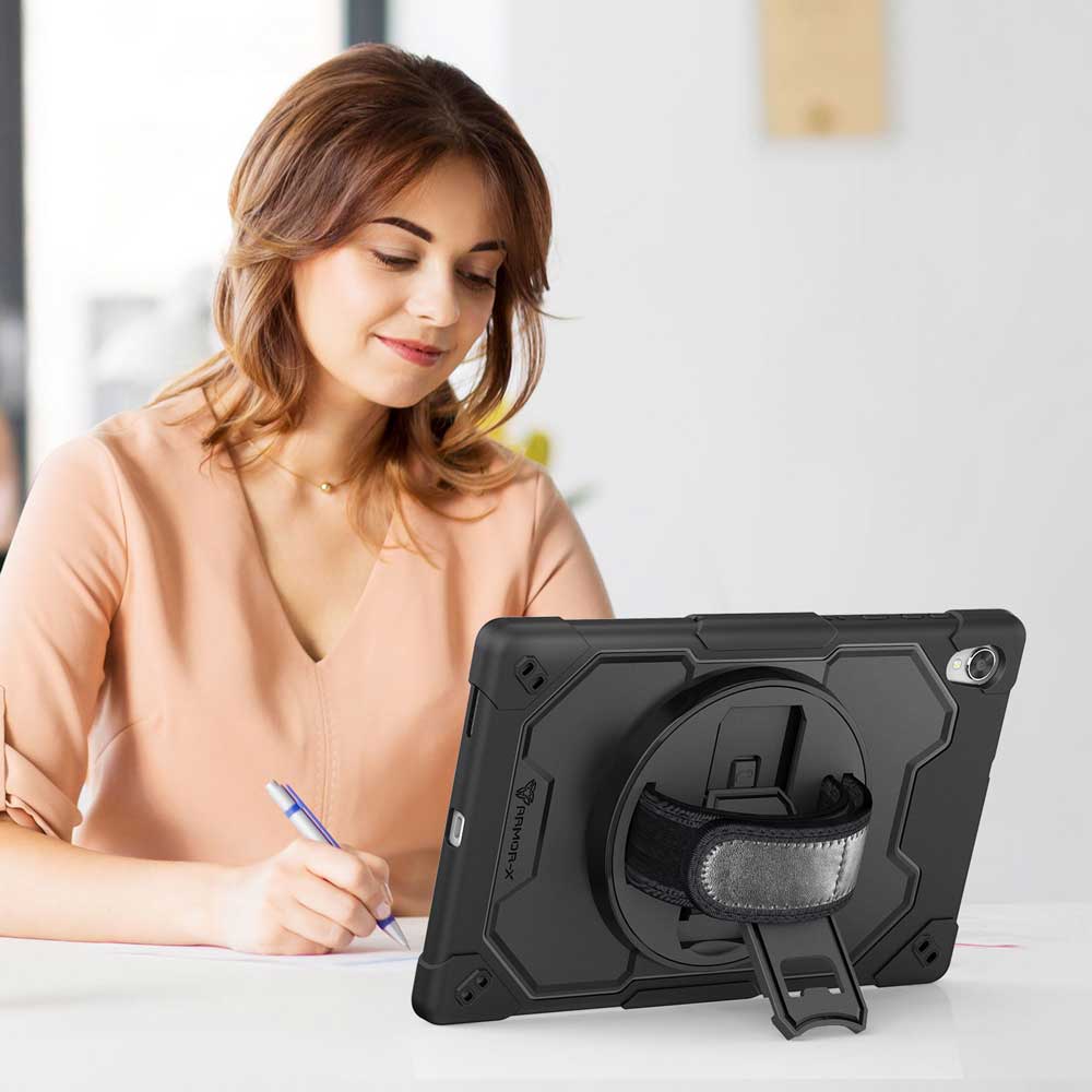 DEN-LN-K10 | Lenovo Tab K10 ( TB-X6C6F/X/L TB-X6C6NBF/X/L ) | 2 Layer Shockproof Case With Hand Strap & Kick-stand - Image 4