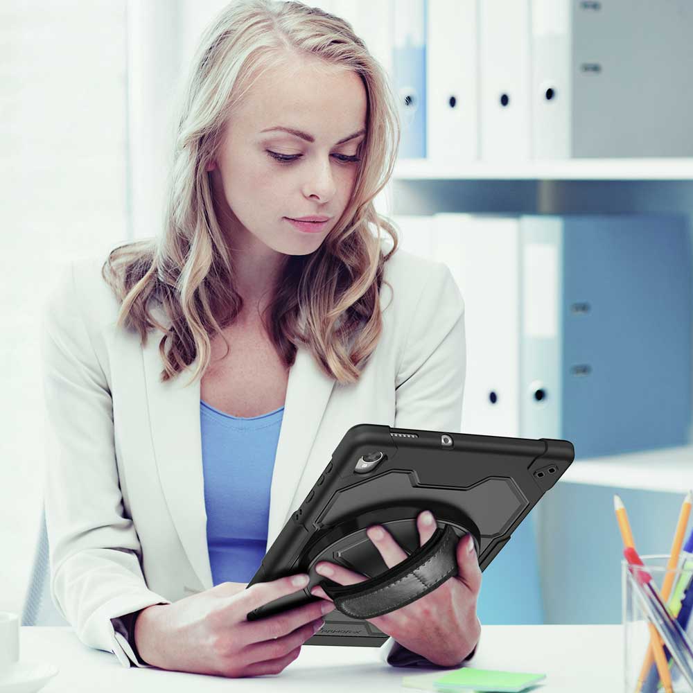 DEN-LN-K10 | Lenovo Tab K10 ( TB-X6C6F/X/L TB-X6C6NBF/X/L ) | 2 Layer Shockproof Case With Hand Strap & Kick-stand - Image 6