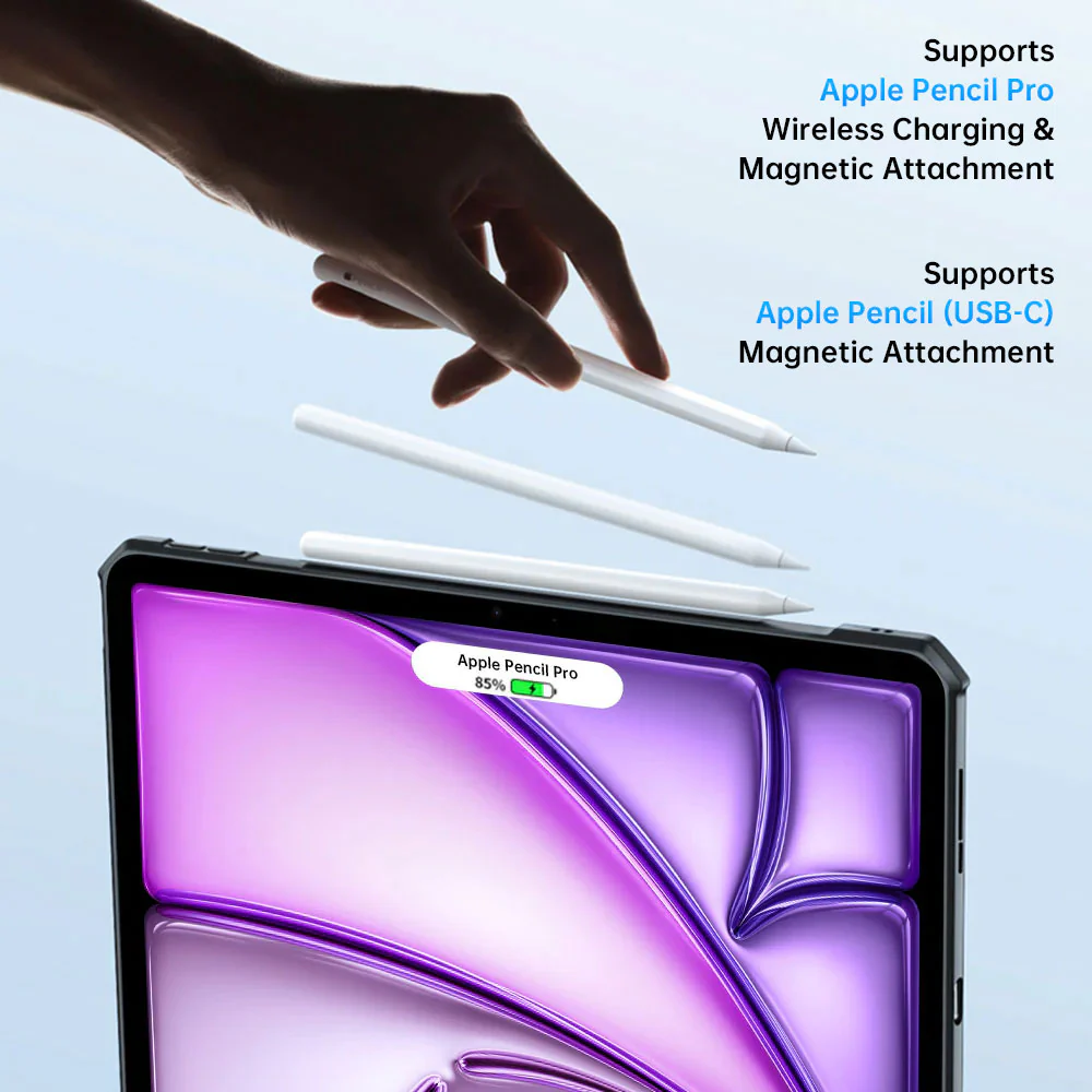 DKN-iPad-A6 | iPad Air 13 (M2) / (M3) / (M4) | Ultra Slim 4 Corner Shockproof Case With Magnetic Kick-stand Supports Apple Pencil Pro Wireless Charging - Image 8