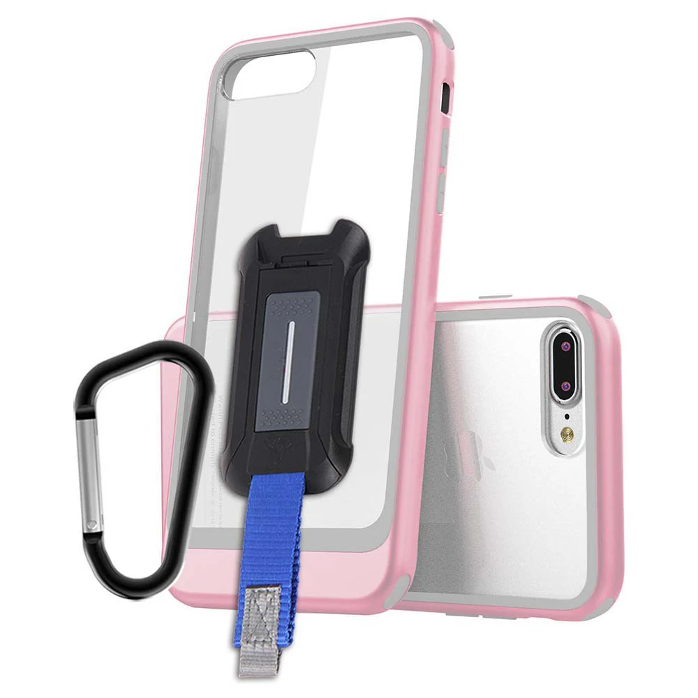 DX-i8P-PNK | iPhone 8 Plus iPhone 7 Plus Case | Shockproof Drop Proof Rugged Cover w/ X-Mount & Carabiner - PINK