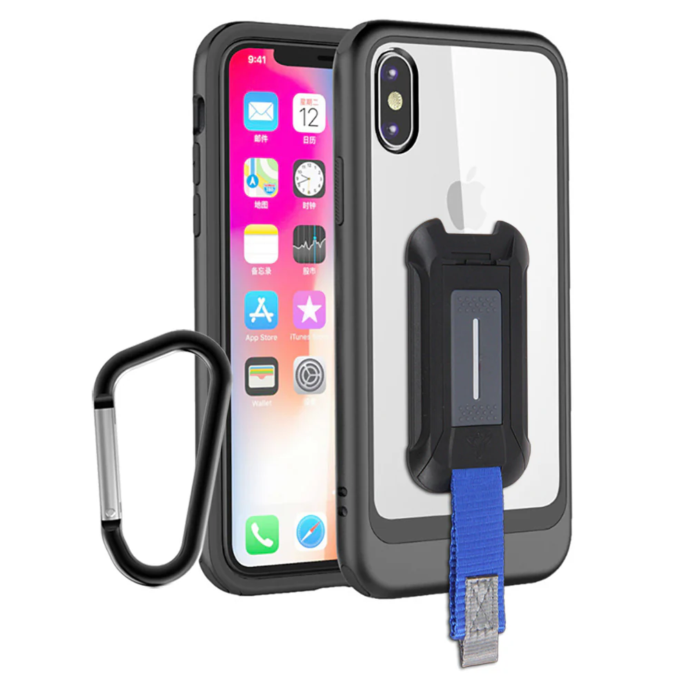 DX-IPHXM-BK | iPhone XS MAX Case | 2-Layer Shock-Absorption Drop Protection Case w/ KEY Mount & Carabiner -Black