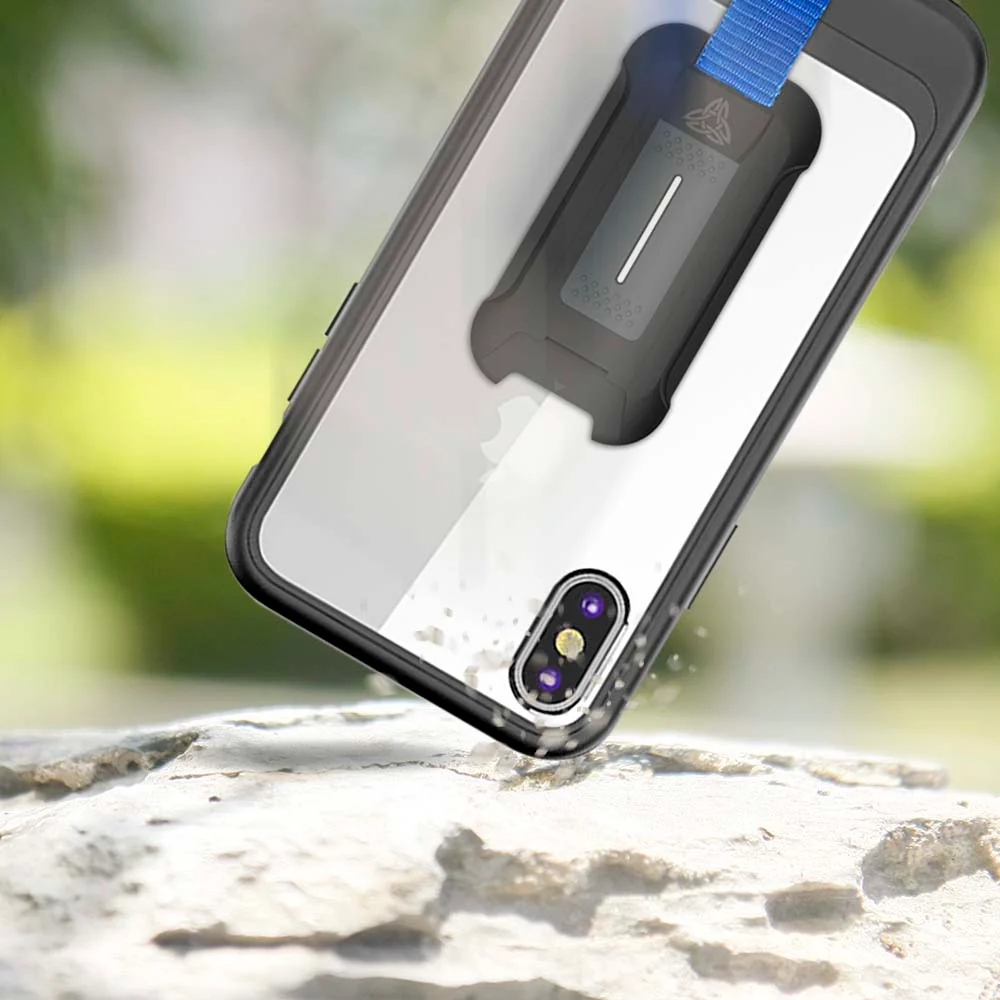 DX-IPHXM-BL | iPhone XS MAX Case | 2-Layer Shock-Absorption Drop Protection Case w/ KEY Mount & Carabiner -Blue - Image 8