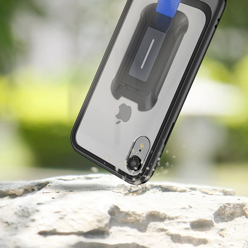 DX-IPHXR-GY | iPhone XR Case | 2-Layer Shock-Absorption Drop Protection Case w/ KEY Mount & Carabiner -Gray - Image 7