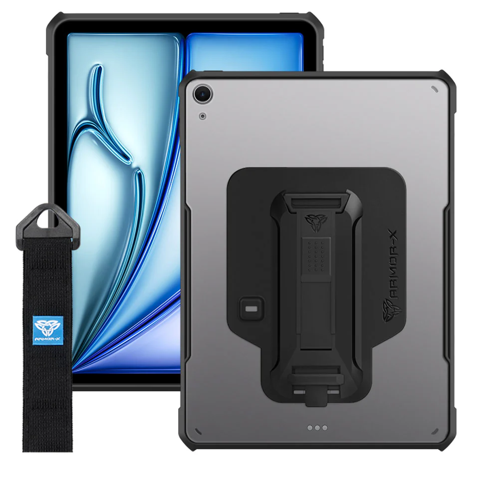 DXS-iPad-A4 | iPad Air 11 (M2) / (M3) / (M4) | Ultra slim 4 corner Anti-impact tablet case with hand strap kick-stand & X-Mount Supports Apple Pencil Pro Wireless Charging - Image 11