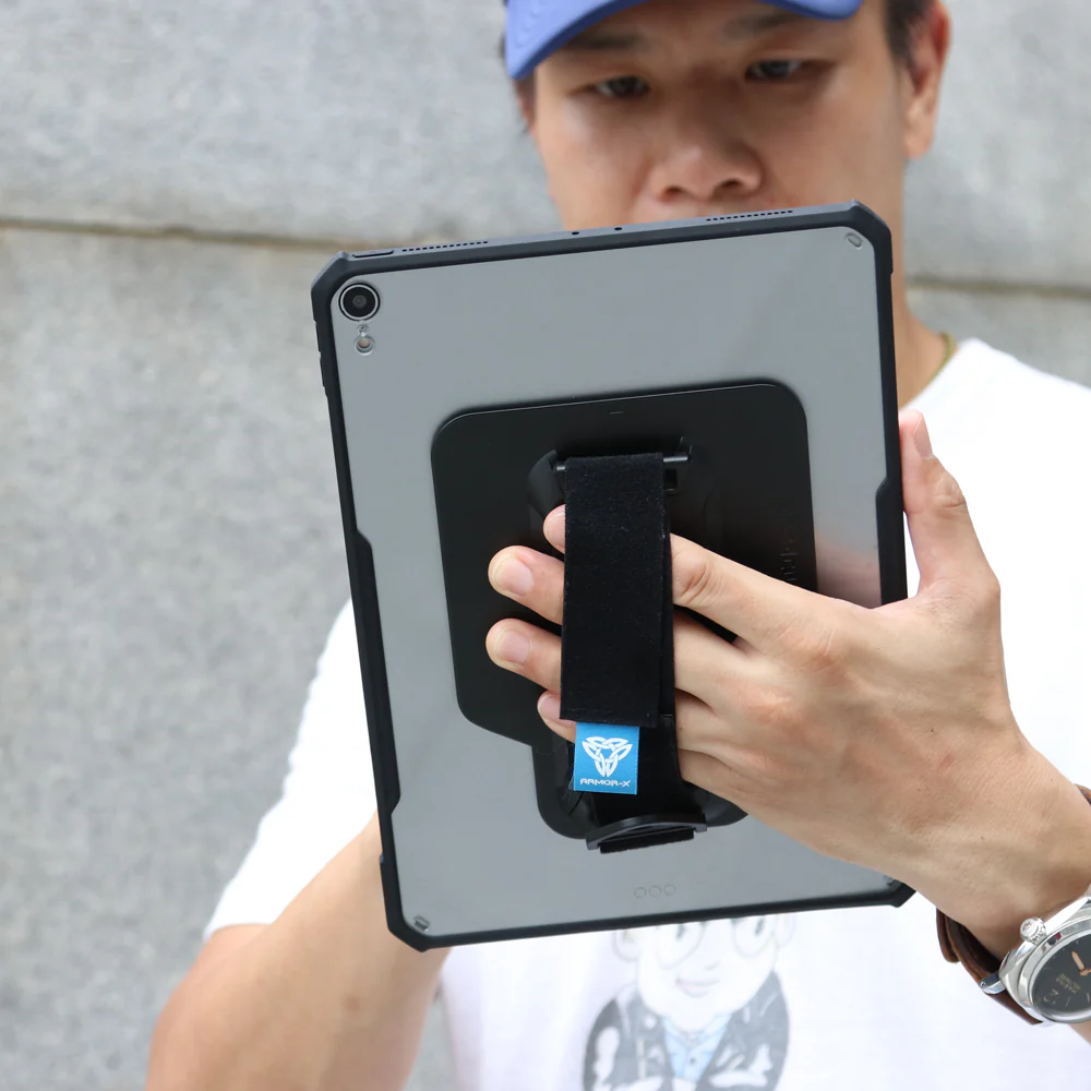 DXS-iPad-N2 | iPad 9.7 ( 5th / 6th Gen. ) 2017 / 2018 | Ultra slim 4 corner Anti-impact tablet case with hand strap kick-stand & X-Mount - Image 5