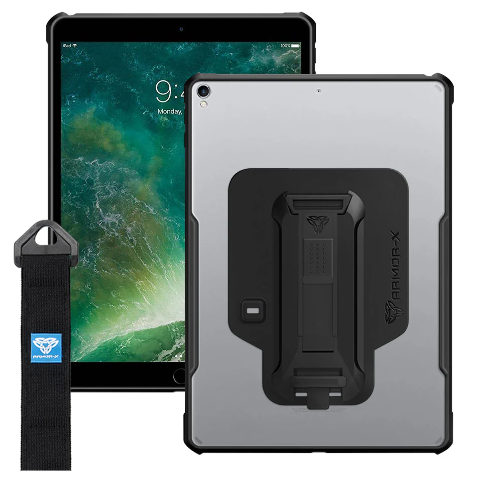 DXS-iPad-PR3 | iPad Pro 10.5 2017 | Ultra slim 4 corner Anti-impact tablet case with hand strap kick-stand & X-Mount - Image 9