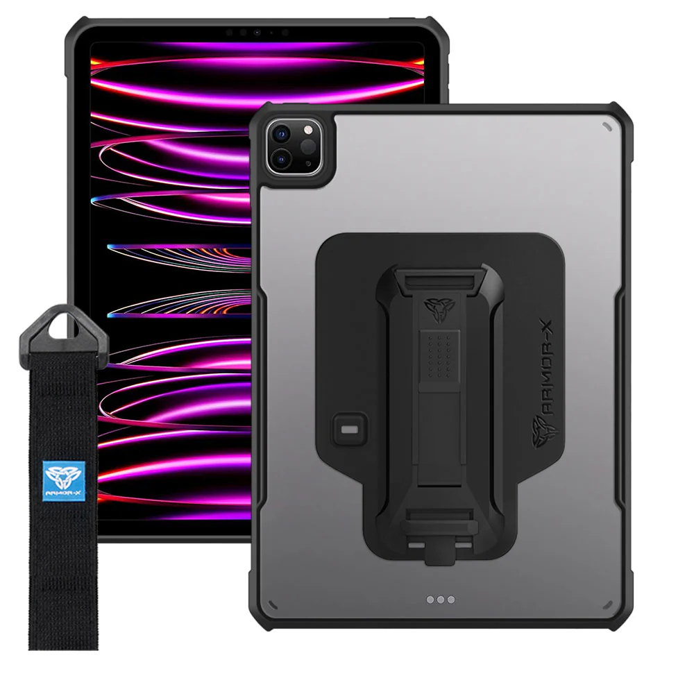 DXS-iPad-PR6 | iPad Pro 11 ( 1st / 2nd / 3rd / 4th Gen. ) 2018 / 2020 / 2021 / 2022 | Ultra slim 4 corner Anti-impact tablet case with hand strap kick-stand & X-Mount Supports Apple Pencil 2 Wireless Charging - Image 11