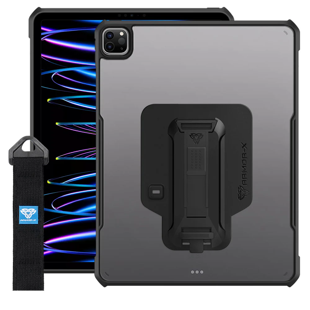 DXS-iPad-PR7 | iPad Pro 12.9 ( 3rd / 4th / 5th / 6th Gen. ) 2018 / 2020 / 2021 / 2022 | Ultra slim 4 corner Anti-impact tablet case with hand strap kick-stand & X-Mount Supports Apple Pencil 2 Wireless Charging - Image 11